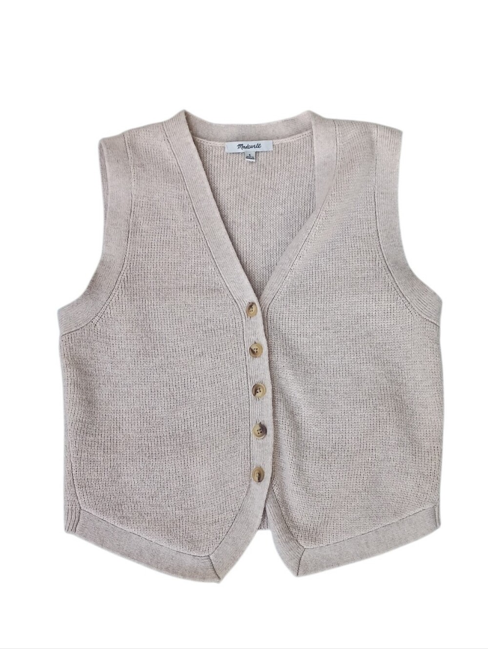 Madewell Beige Wool Blend Button-Front Vest sz S